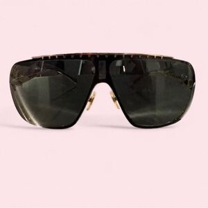 Rare Dolce & Gabbana Unisex Black Sunglass Shield with Gold Accents